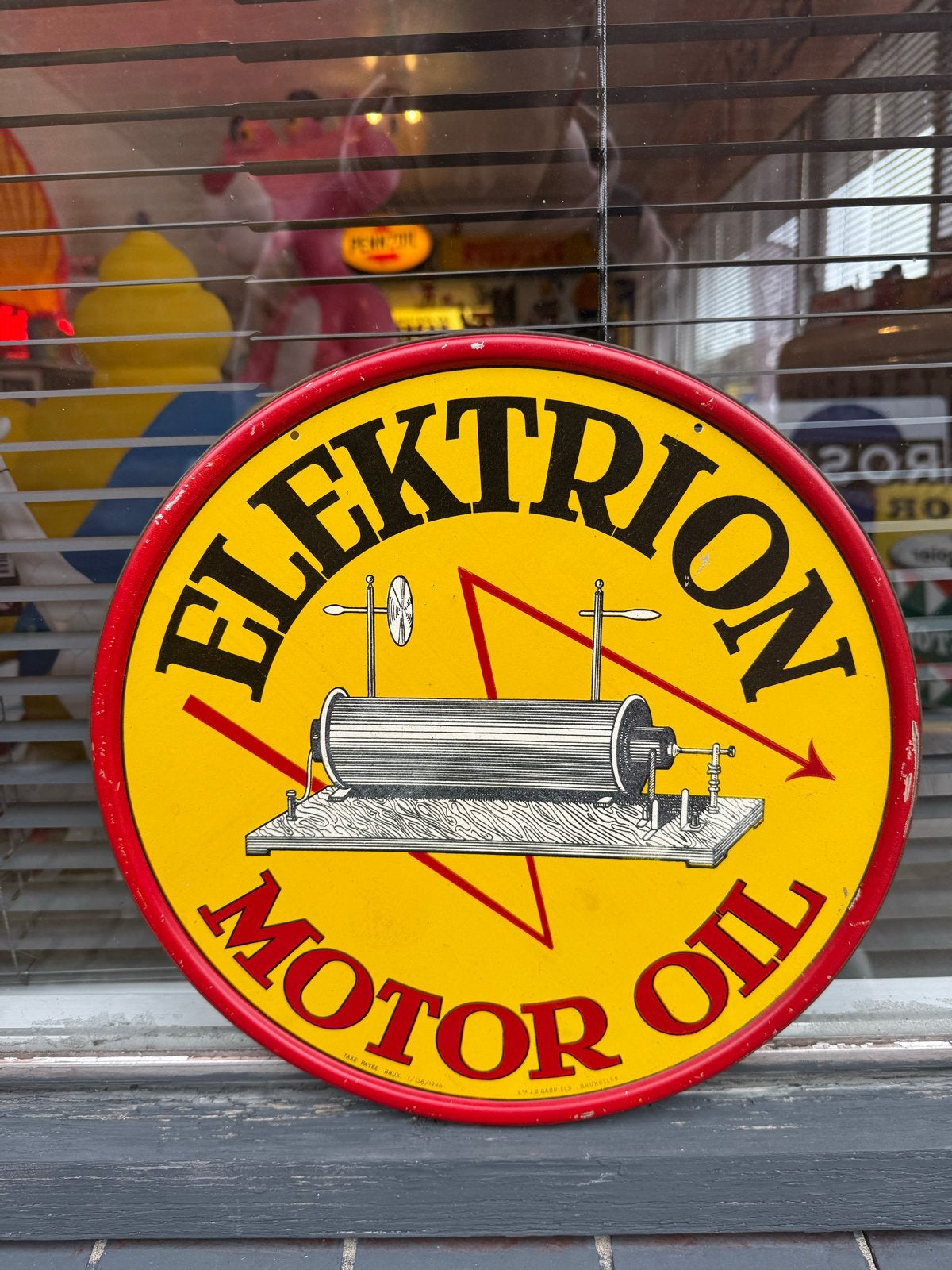 Vintage Elektrion Motor Oil  Reclamebord, Ophalen of Verzenden