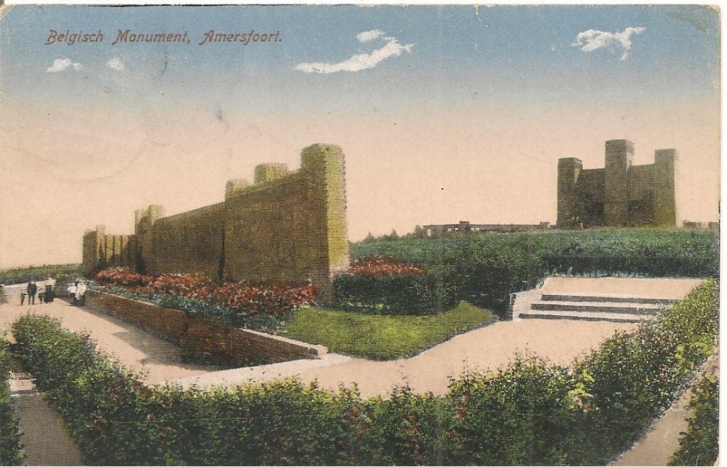 Oude ansichtkaart Belgisch Monument Amersfoort 1921, Verzamelen, Ophalen of Verzenden, 1920 tot 1940, Gelopen, Utrecht