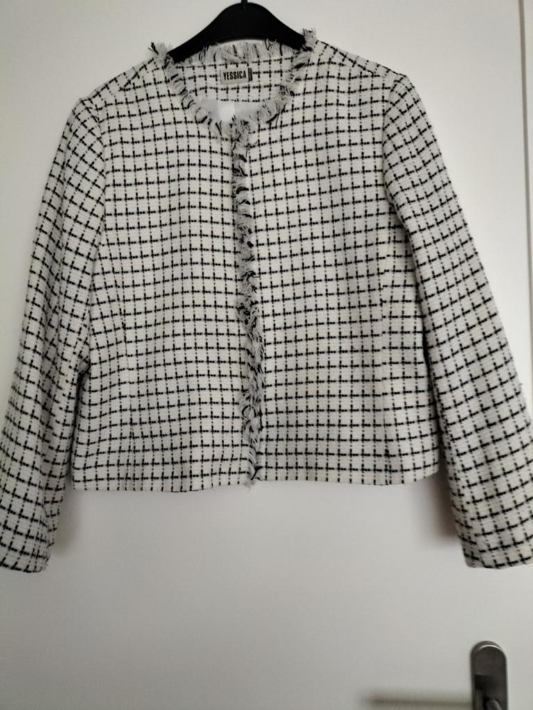 Yessica Tweed Jasje Zwart Wit Maat 38/40 (M), Kleding | Dames, Jassen | Zomer, Yessica, Ophalen of Verzenden, Zo goed als nieuw