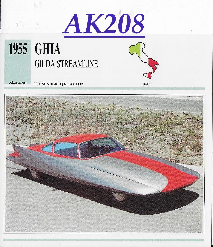 Ak208 autokaart ghia gilda streamline, Verzamelen, Ophalen of Verzenden, Zo goed als nieuw, Auto's