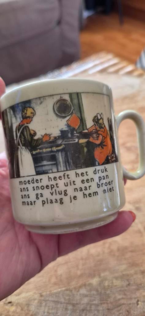 Vintage Everberg West Germany Mok met Spreuk, Antiek en Kunst, Ophalen of Verzenden