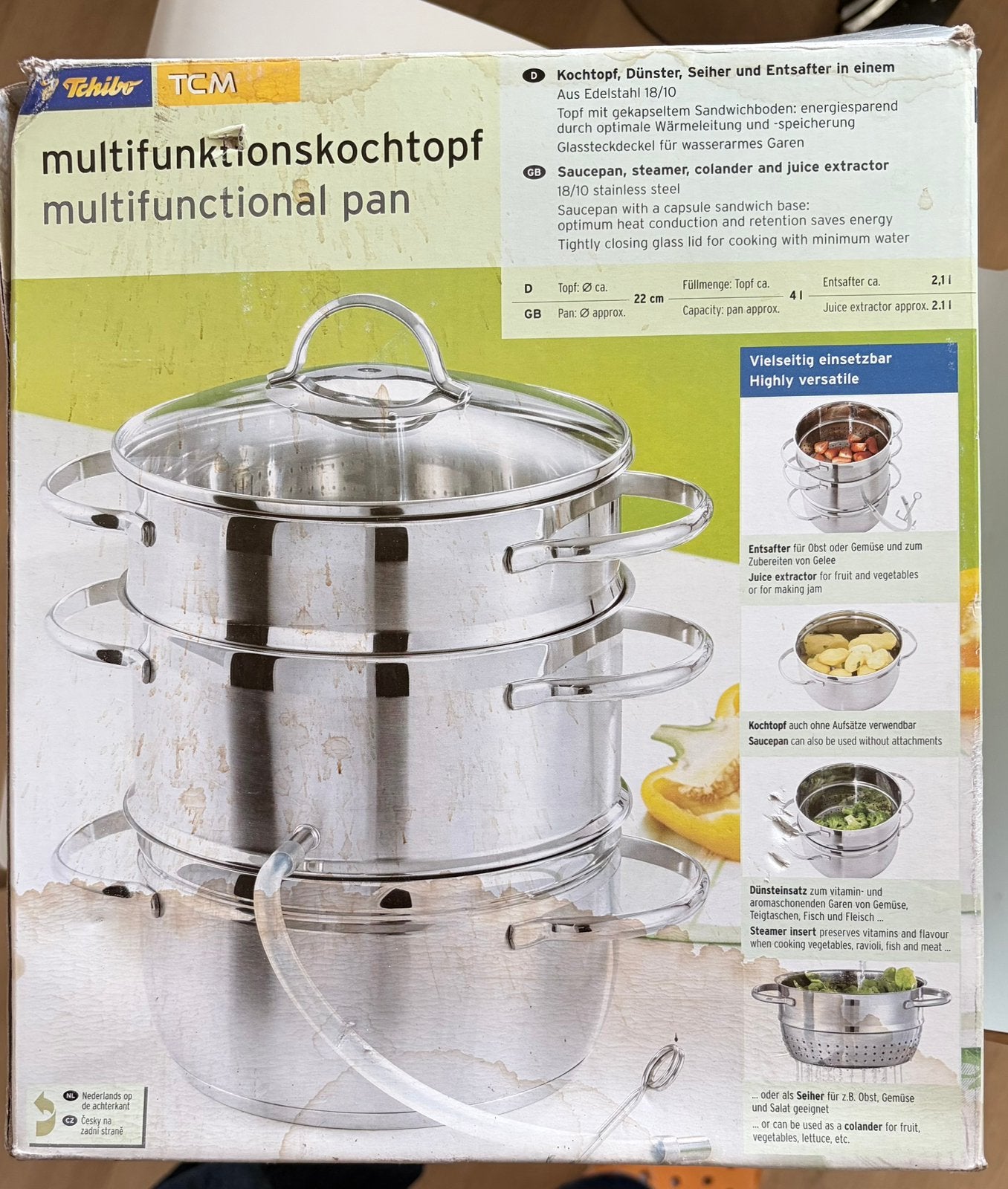 Multifunctionele pan, ontsapper, Ophalen, Gebruikt, Rvs, Kookpan