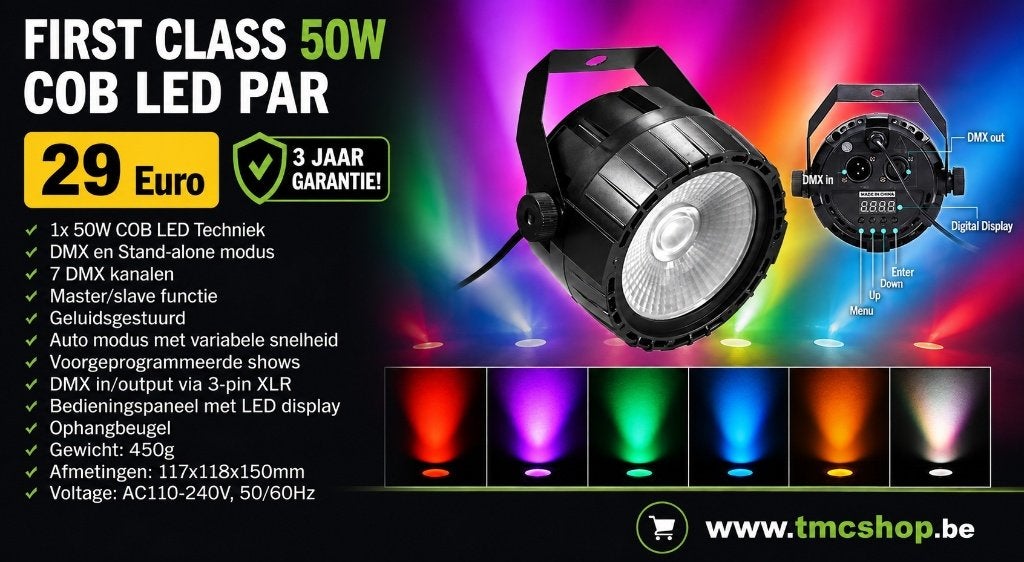 Nieuwe FIRST CLASS 50W COB LED PAR, Ophalen of Verzenden, Nieuw, Licht, Geluidgestuurd