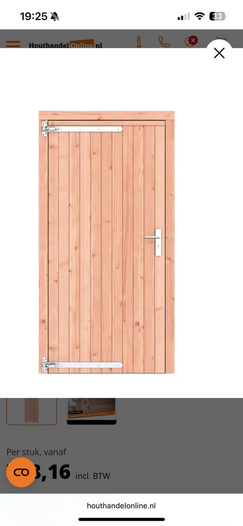 Nieuwe Douglas buitendeur – linksdraaiend, met RVS beslag, Ophalen, 200 tot 215 cm, Hout, Buitendeur