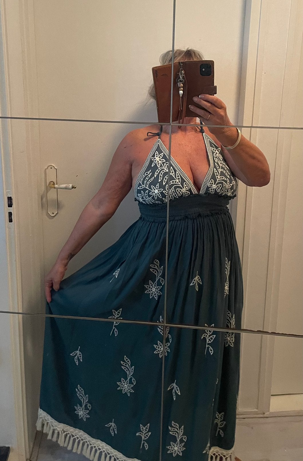 Boho /Ibiza atyle maxidress merk: Manuj, Maat 42/44 (L), Nieuw, Ophalen of Verzenden, Onder de knie