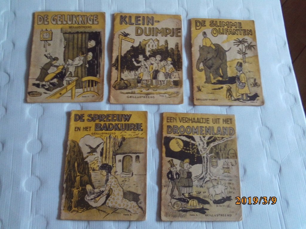 5 oude (sprookjes)boekjes - ill. p. van der meij, Ophalen of Verzenden