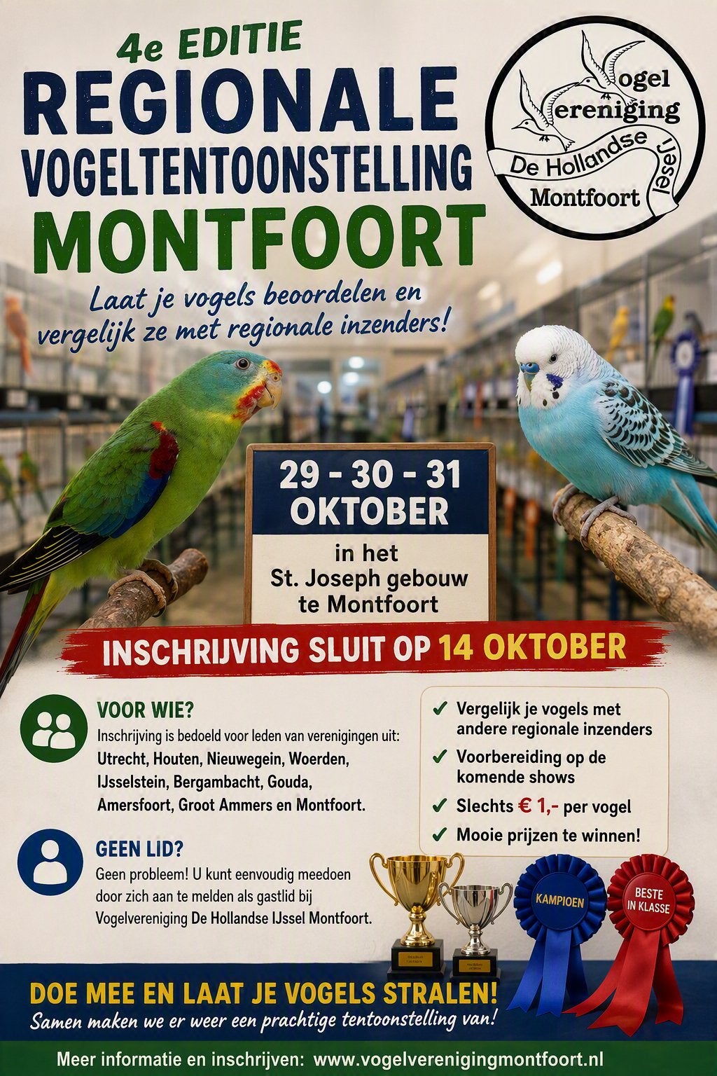 Regionale vogeltentoonstelling Montfoort! Doe je mee?, Meerdere dieren, Parkiet