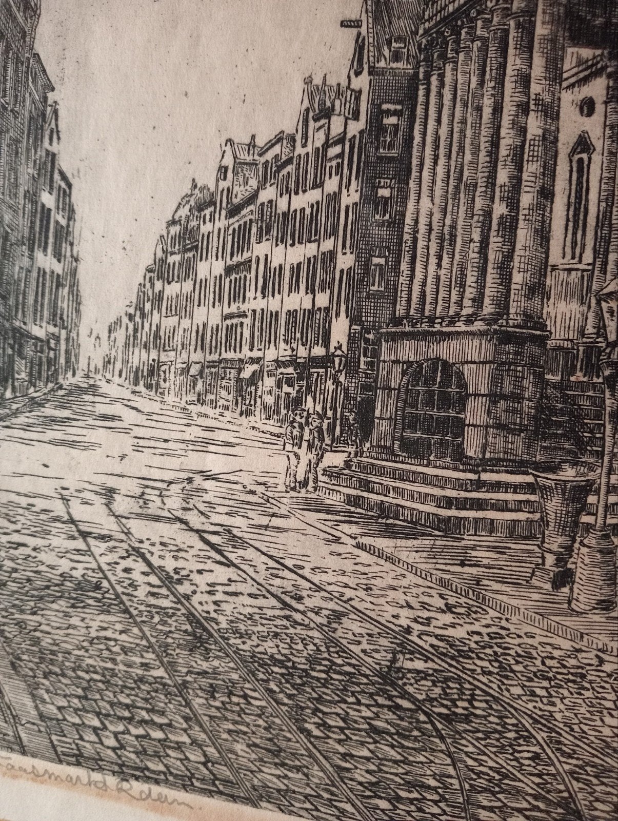 Frans de Groen Ets Kaasmarkt Rotterdam, Antiek en Kunst, Ophalen of Verzenden