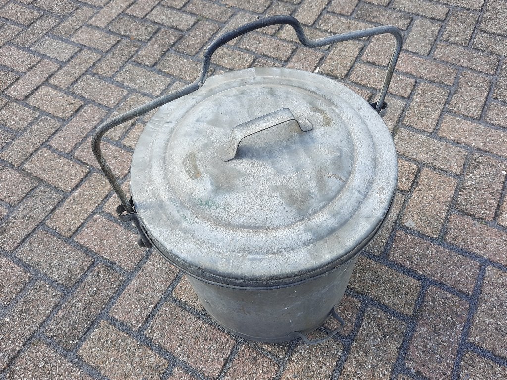 Brocante zinken vuilnisemmer, Antiek en Kunst, Ophalen