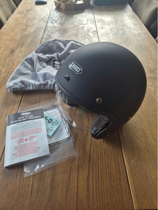 Shoei J.O2 motorhelm matzwart, maat S (55-56 cm), S, Shoei, Tweedehands, Overige typen