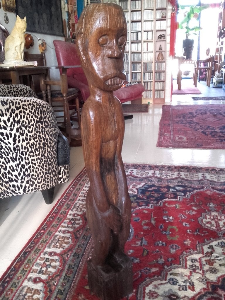 Mooi zeldzaam groot antiek voorouderbeeld uit Flores 94 cm., Antiek en Kunst, Hout, Ophalen of Verzenden, Indonesië, Handgemaakt