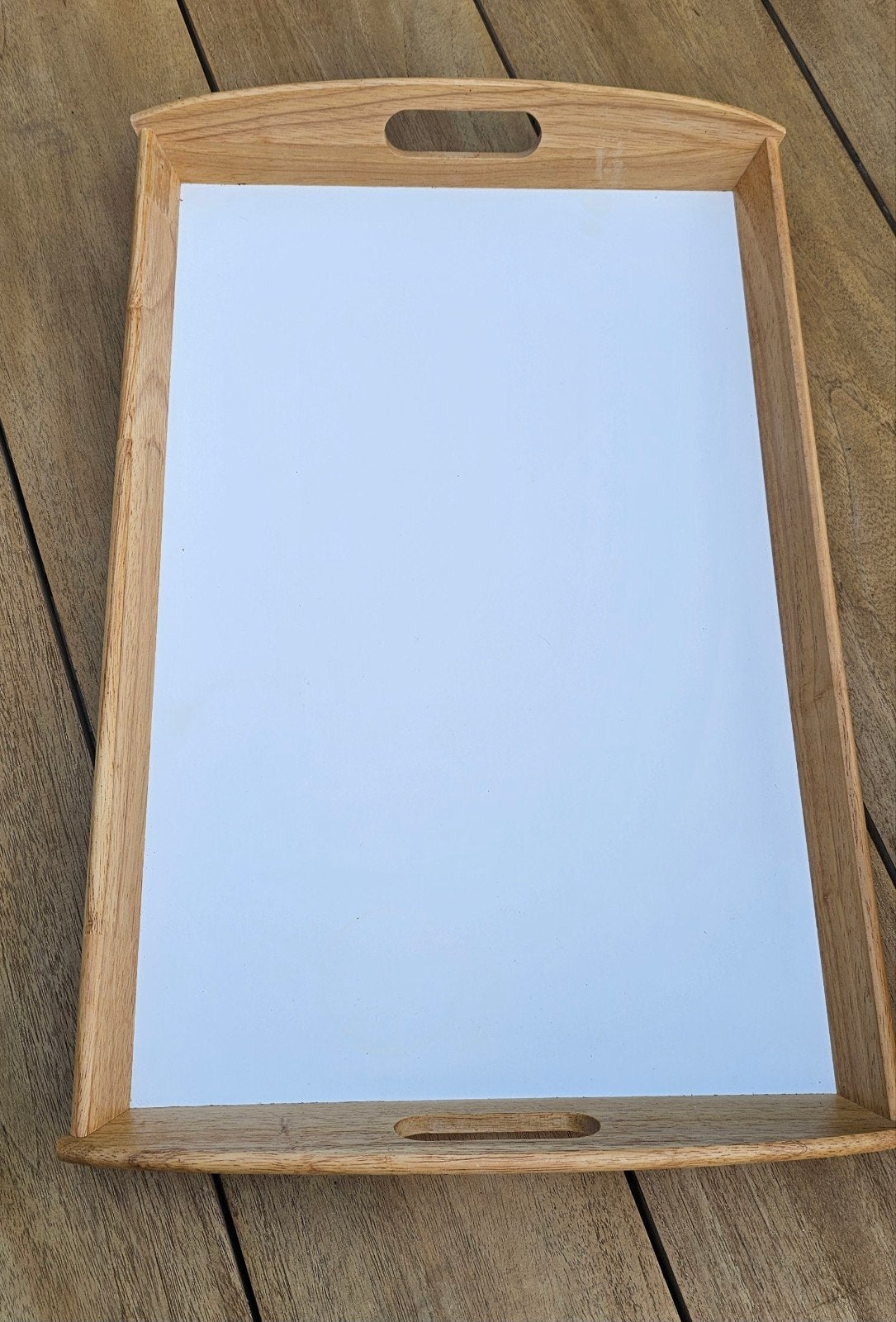 Ikea dienblad van hout met witte ondergrond, Ophalen, Gebruikt, Dienblad, Met opstaande rand