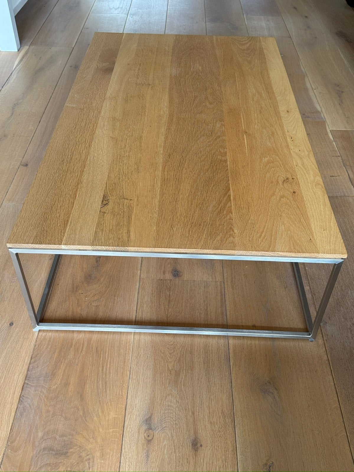 Ethnicraft salontafel massief eiken (thin), Ophalen, 100 tot 150 cm, 50 tot 100 cm, Zo goed als nieuw