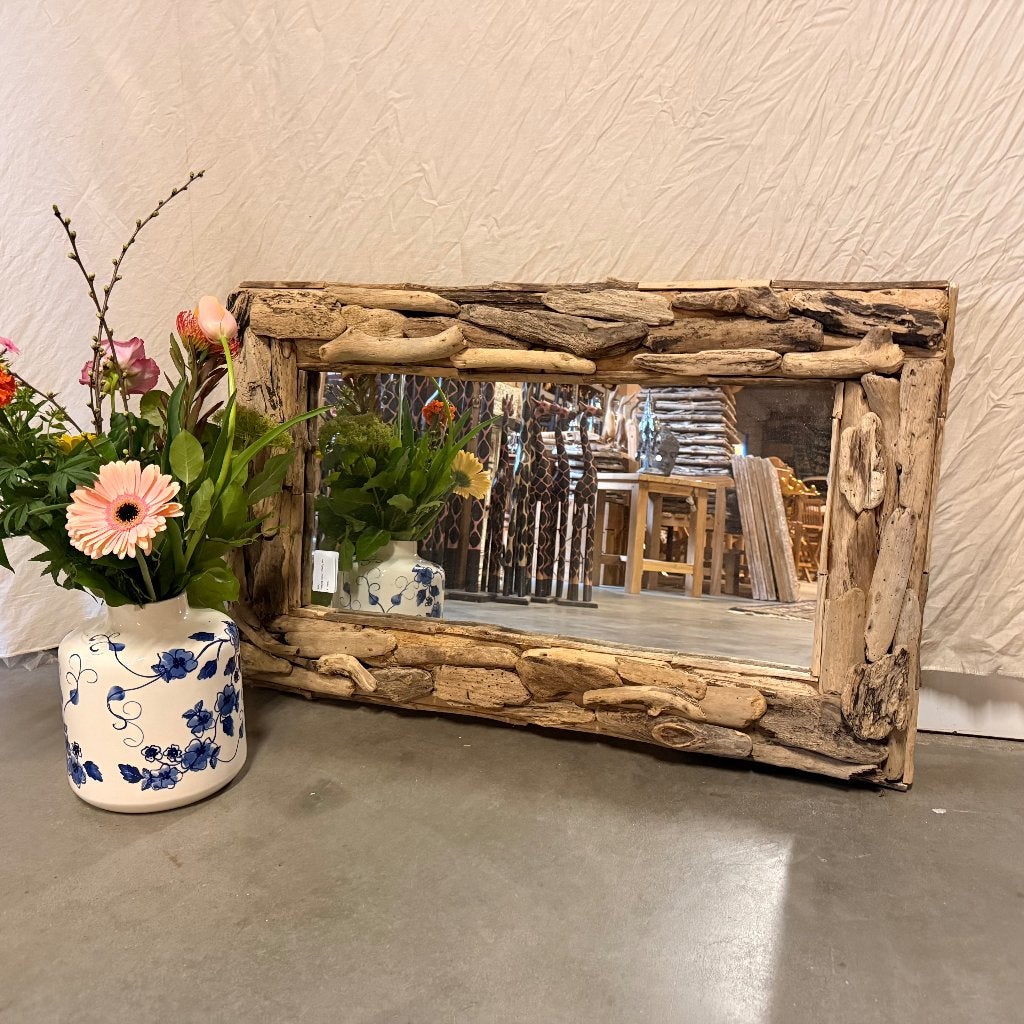 spiegel drijfhout / driftwood - 100 x 60 cm - Gratis bezorgd, TTM Wonen, Meubels – (Perzische) Tapijten en Woonaccessoires, Nieuw