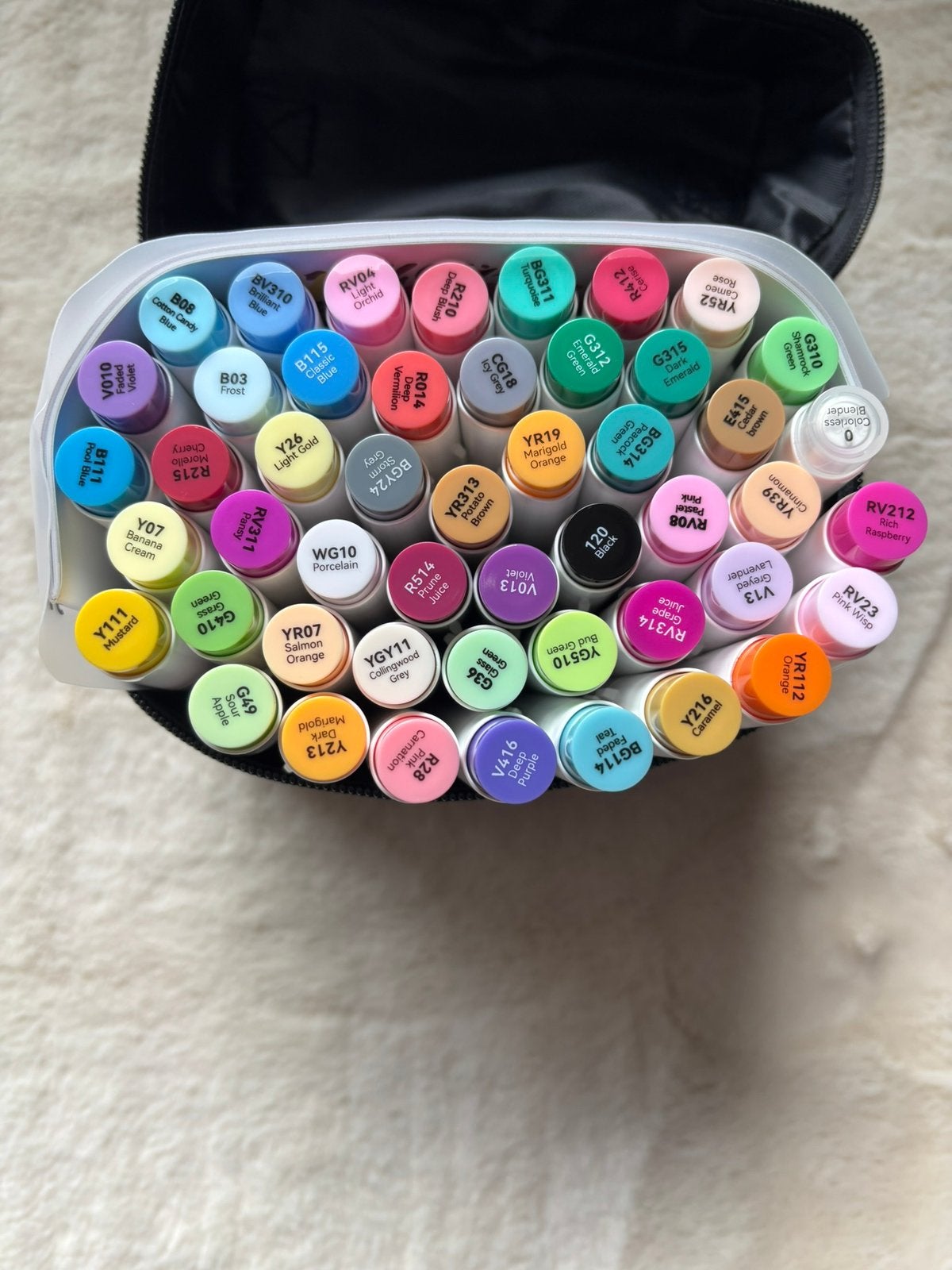Ohuhu alcoholmarkers 48 stuks met brush en soft chisel punt, Hobby en Vrije tijd, Tekenen, Ophalen of Verzenden, Zo goed als nieuw