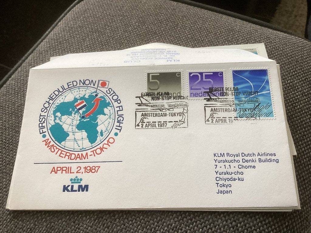 No2574 KLM Amsterdam Tokyo 2april 1987 klein formaat, Ophalen, Onbeschreven, Nederland
