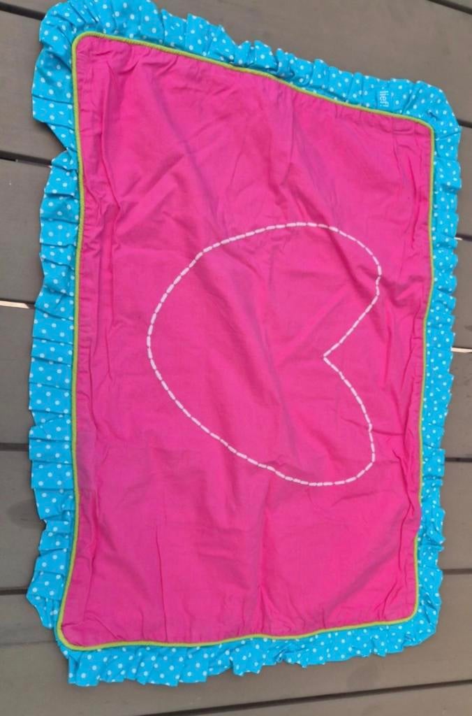 Lief! Baby Deken Roze met Blauwe Rand en Hart, Ophalen of Verzenden, Gebruikt, Deken