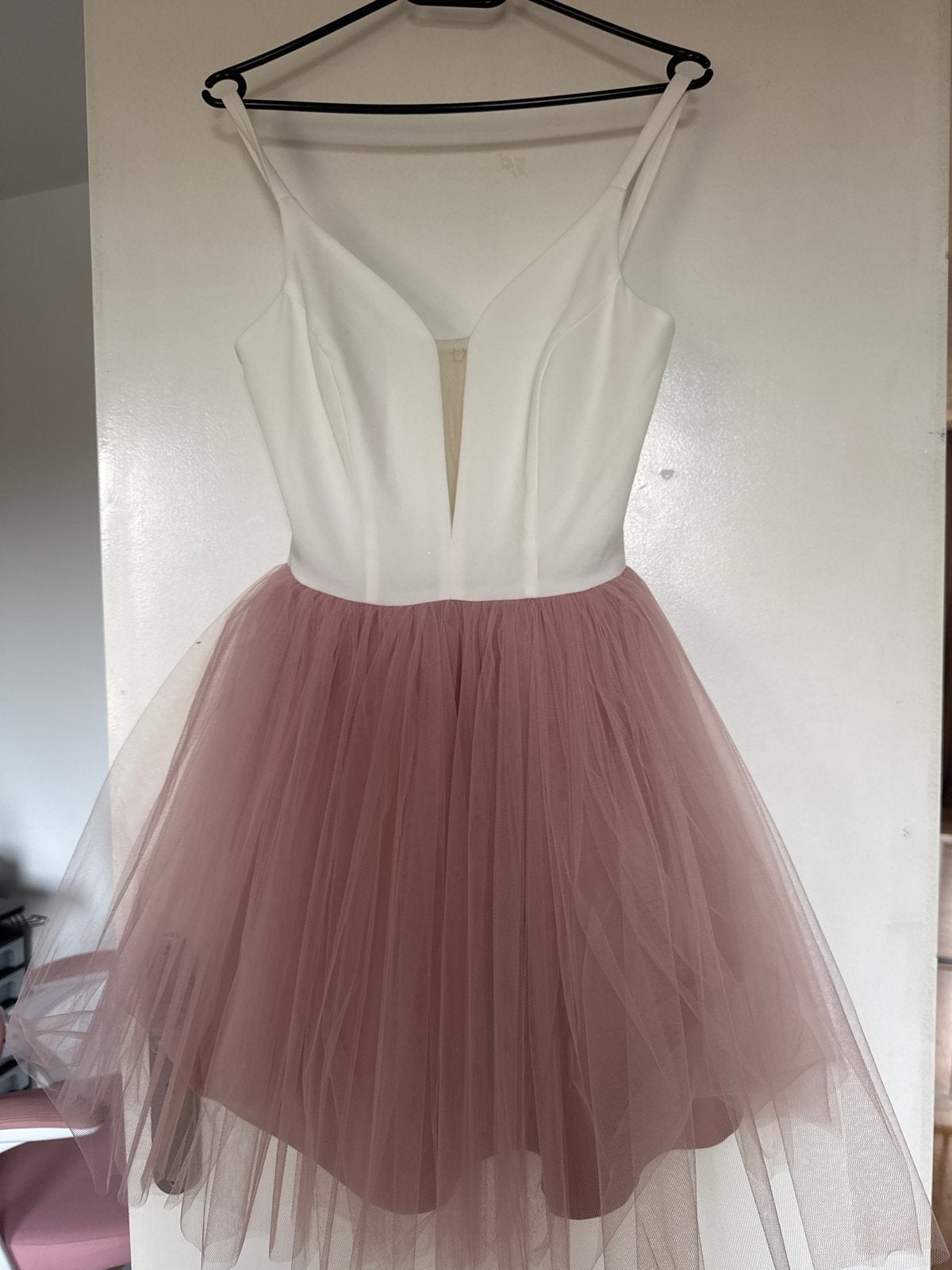 Feestelijke jurk met tule rok - Lacoria maat 32, Kleding | Dames, Wit, Ophalen of Verzenden, Zo goed als nieuw, Maat 34 (XS) of kleiner