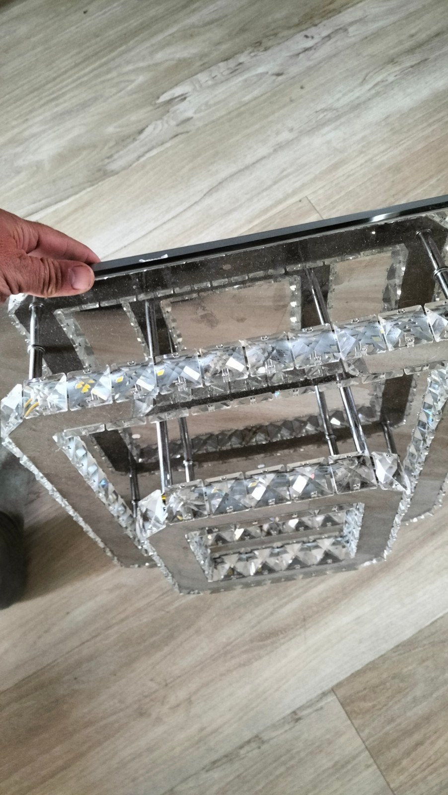 plafondlamp kristallen, Ophalen of Verzenden, Zo goed als nieuw, Rond, Glas