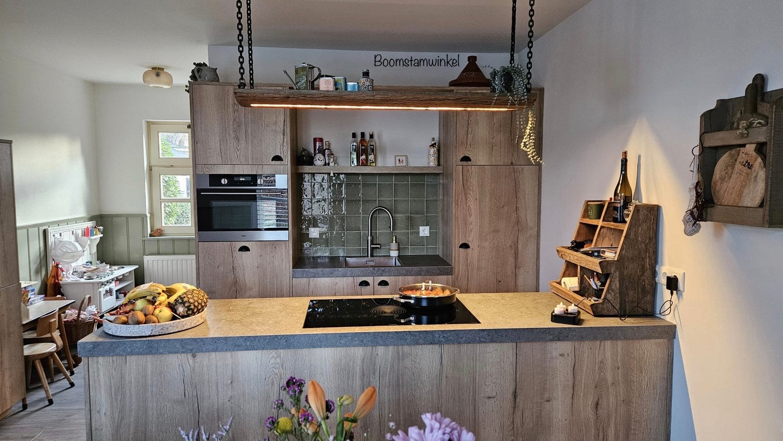 hanglamp hout | hanglamp plank | hanglamp ledstrip | spotjes, Ophalen of Verzenden, Nieuw, Hout, Minder dan 50 cm