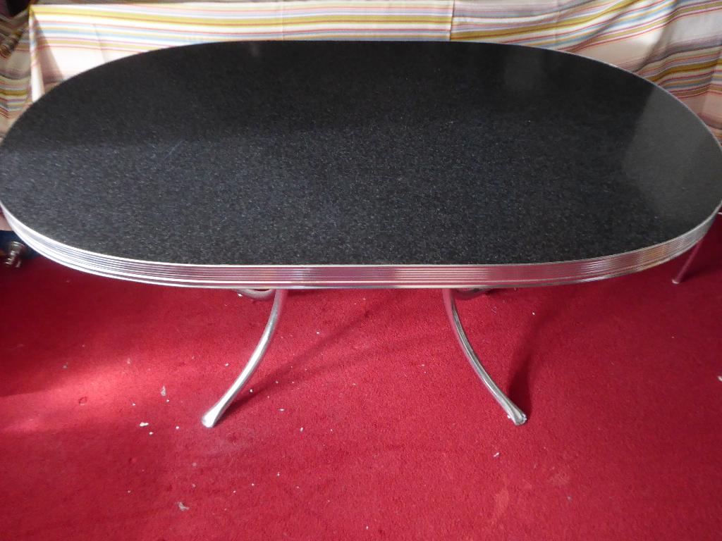 Retro Tafel met 4 stoelen, Huis en Inrichting, Tafels | Eettafels, Ophalen, Gebruikt, 200 cm of meer, 50 tot 100 cm