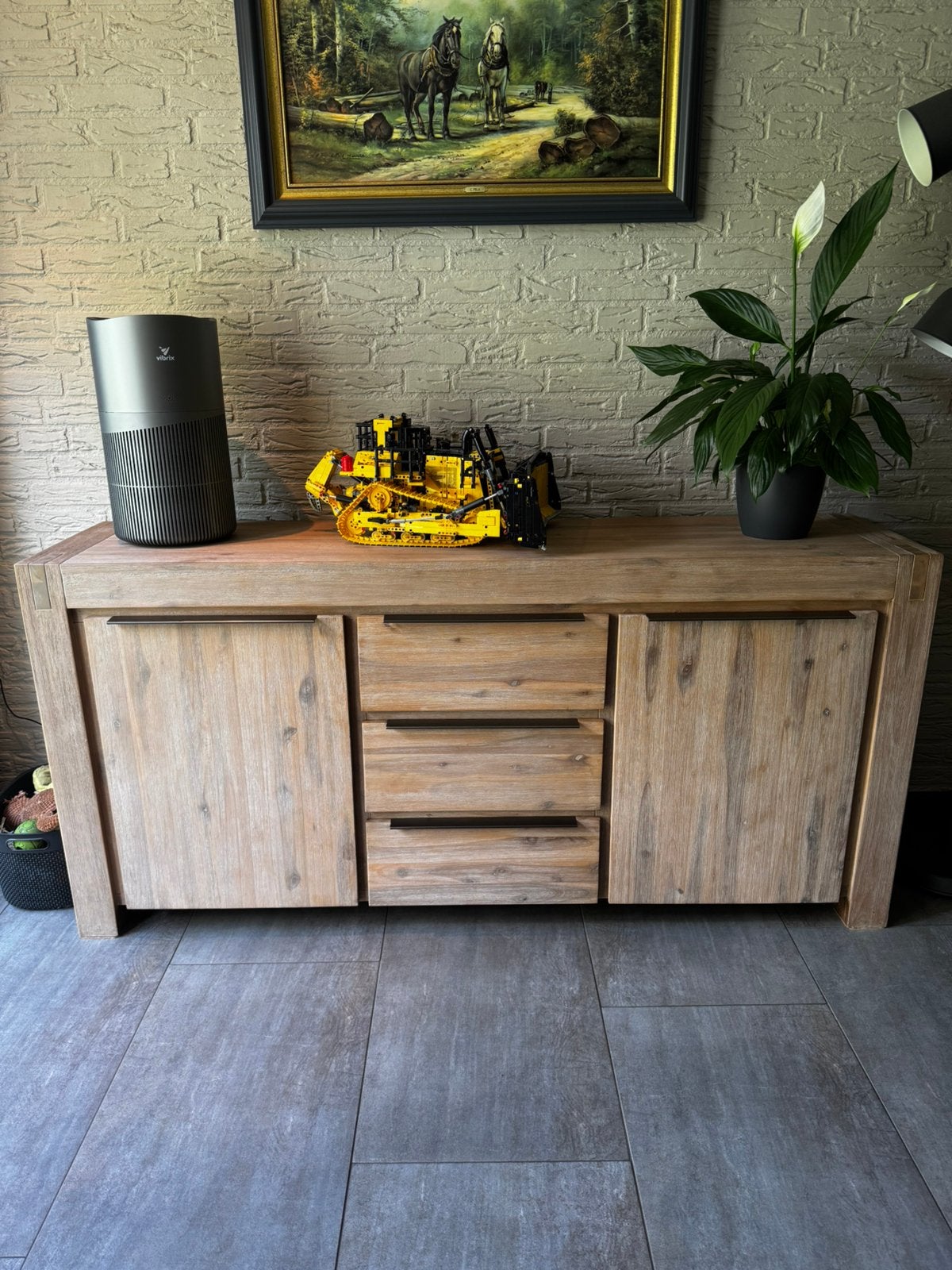 Dressoir Salzburg – 2 deuren, 3 laden - acaciahout, Ophalen, Met deur(en), Salzburg, 150 tot 200 cm