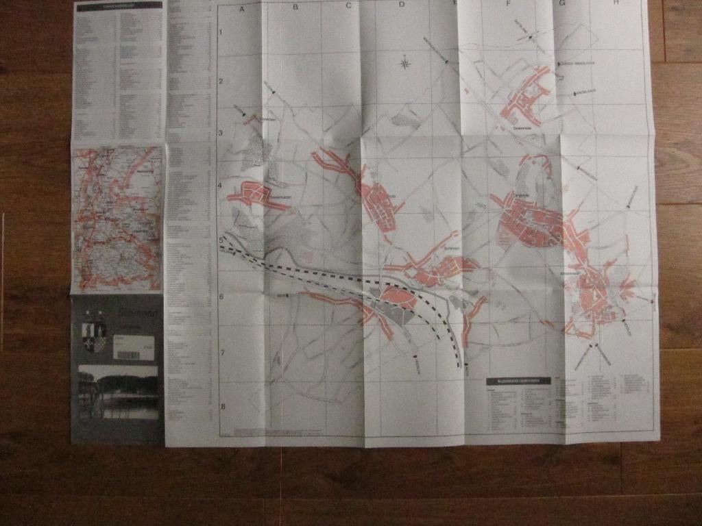 Vintage plattegrond Schinnen - roze / zwart / wit, Falkplan & Gemeente Schinnen, Verzenden, 1800 tot 2000, Nederland