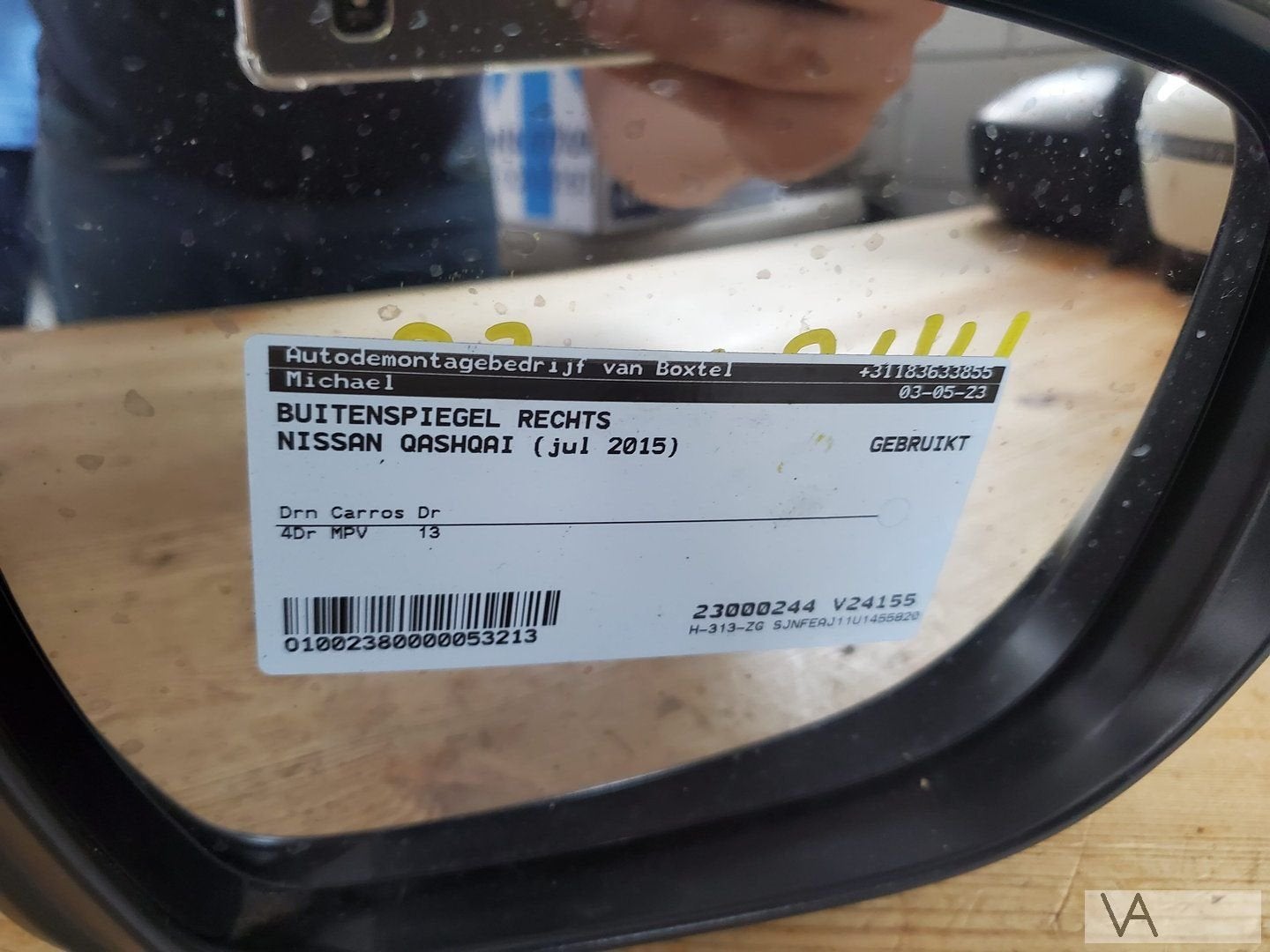 Nissan Qashqai 2013 - 2021 spiegel rechts MET CAMERA, Auto-onderdelen, Spiegels, Gebruikt, -, -, Ophalen of Verzenden