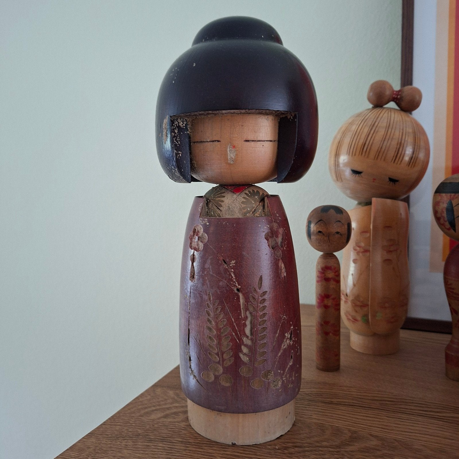 Vintage Japanse Kokeshi pop - 25 cm hoog, Ophalen of Verzenden, Gebruikt