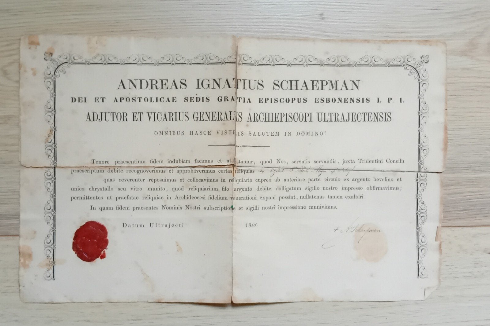 Certificaat Relikwie van Heilige Albertus de Grote 1865, Ophalen of Verzenden, Christendom | Katholiek