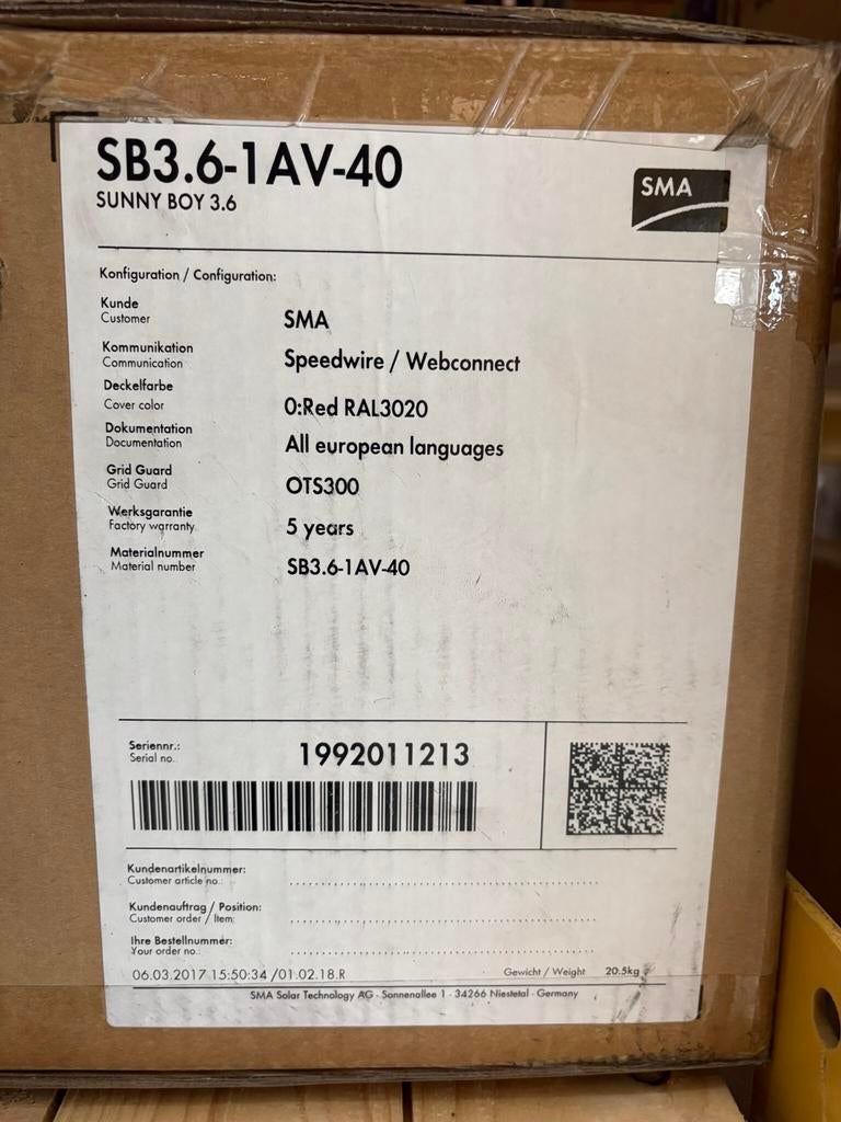SMA Omvormer, Ophalen of Verzenden, Nieuw, Overige typen