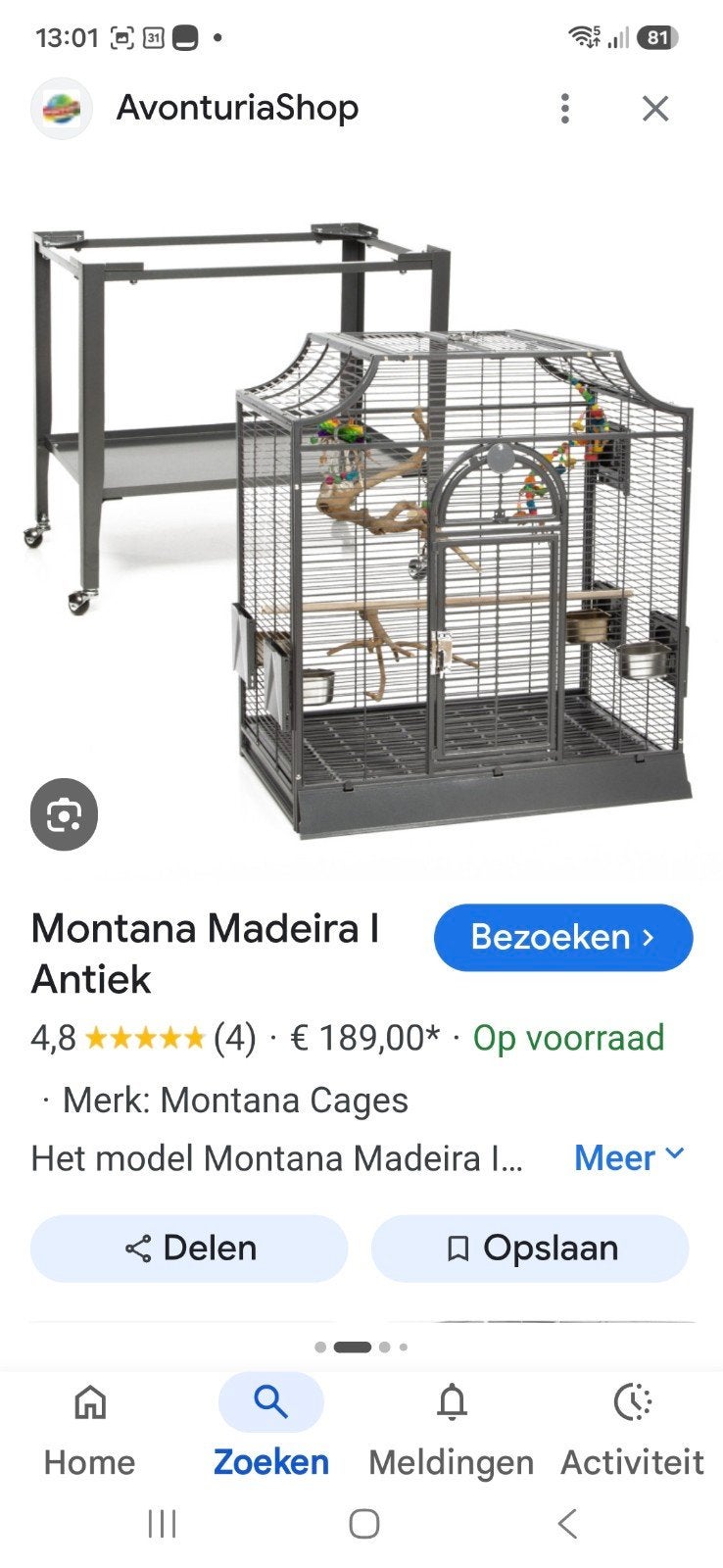 Strong / Montana vogelkooi, Dieren en Toebehoren, Ophalen of Verzenden, Gebruikt, Metaal, Vogelkooi