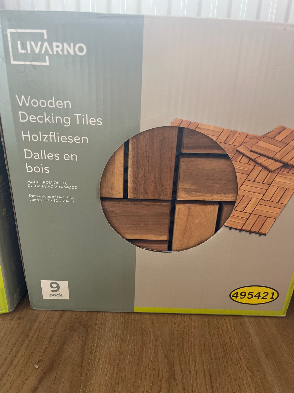 3 dozen Livarno acacia houten terras vlonders/tegels, Ophalen, Nieuw, Hout