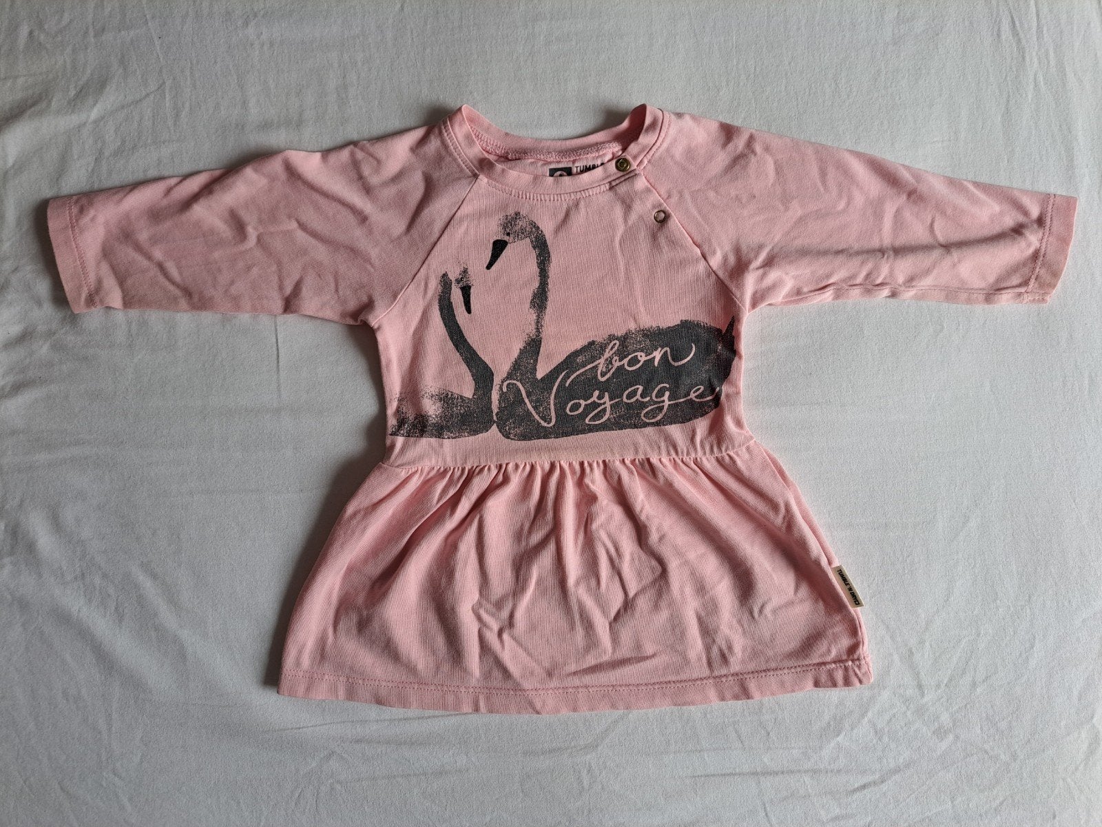 Tumble 'n Dry Jurkje Maat 62 roze met zwanenprint, Tumble 'n Dry, Meisje, Jurkje of Rokje, Ophalen of Verzenden