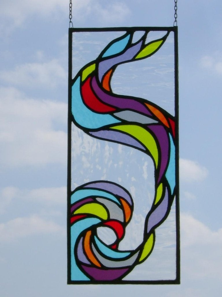 Raam glas in lood raamhanger voorzetraam, Meerkleurig, Overige materialen, Overige stijlen, Nieuw