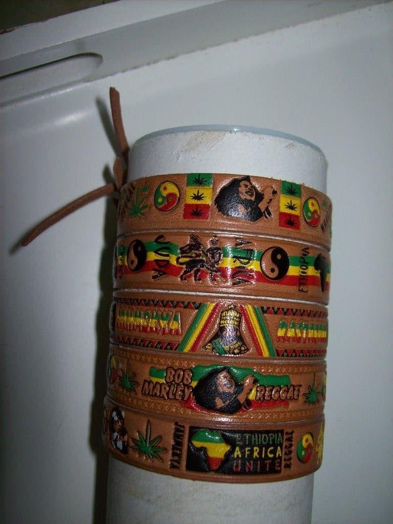 Armbanden Bruin Leer BOB MARLEY 5 stuks mooie aantrek model, Verzenden, Nieuw, Bruin, Leer