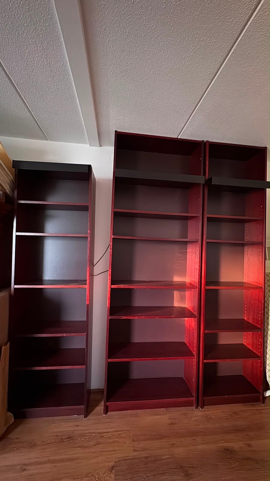 Set van 3 Boekenkasten - Mahonie Kleur Berken fineer, Ophalen, Met plank(en), Gebruikt, 200 cm of meer