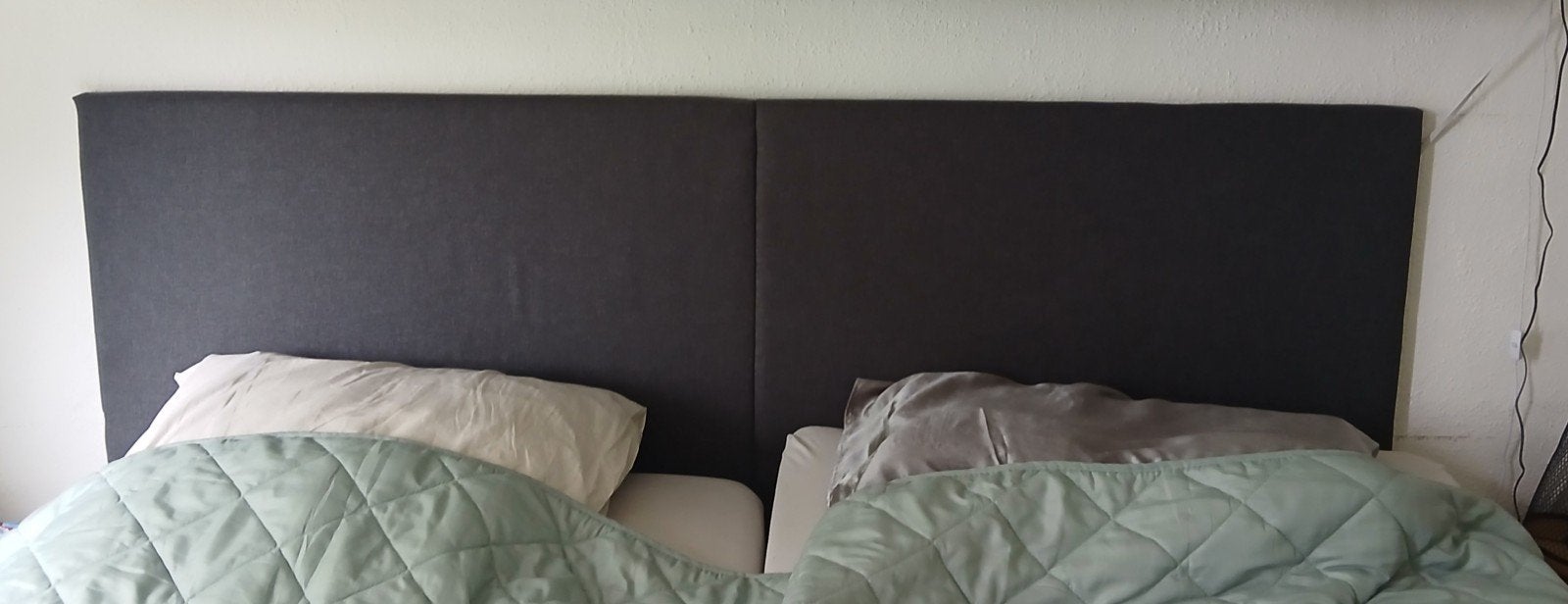 Z.g.a.n. hoofdbord bed antraciet 180x116 cm €20,00, Ophalen, Tweepersoons, Zo goed als nieuw, 180 cm