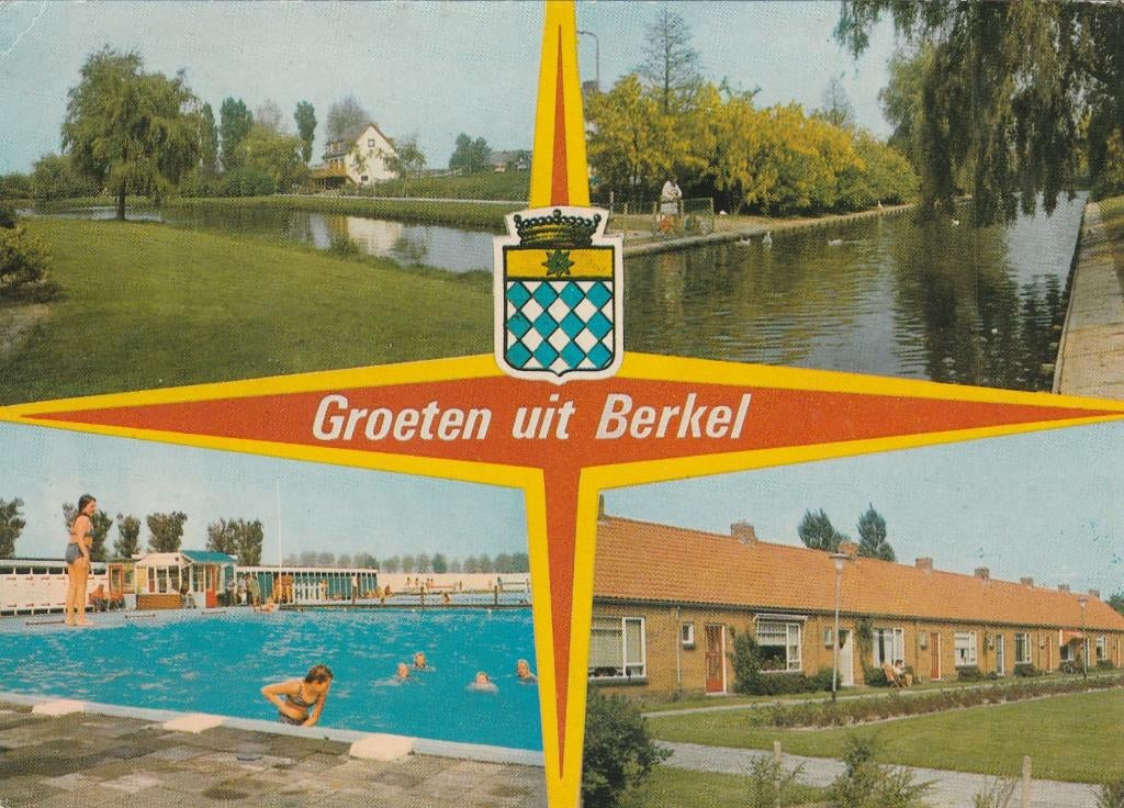 BERKEL Landschap Zwembad Huizen Groeten, Verzenden, 1960 tot 1980, Gelopen, Zuid-Holland