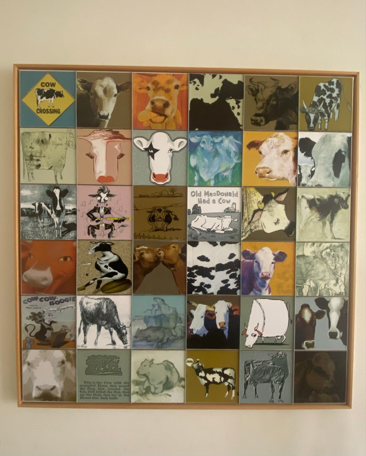 Koeien collage schilderij, Ophalen, Gemengde techniek, Overige materialen, Dieren