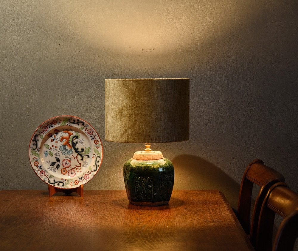 Unieke vintage tafellamp – Chinese Shiwan gemberpot, Overige merken, 38 cm, 2e hands item, 2e hands item