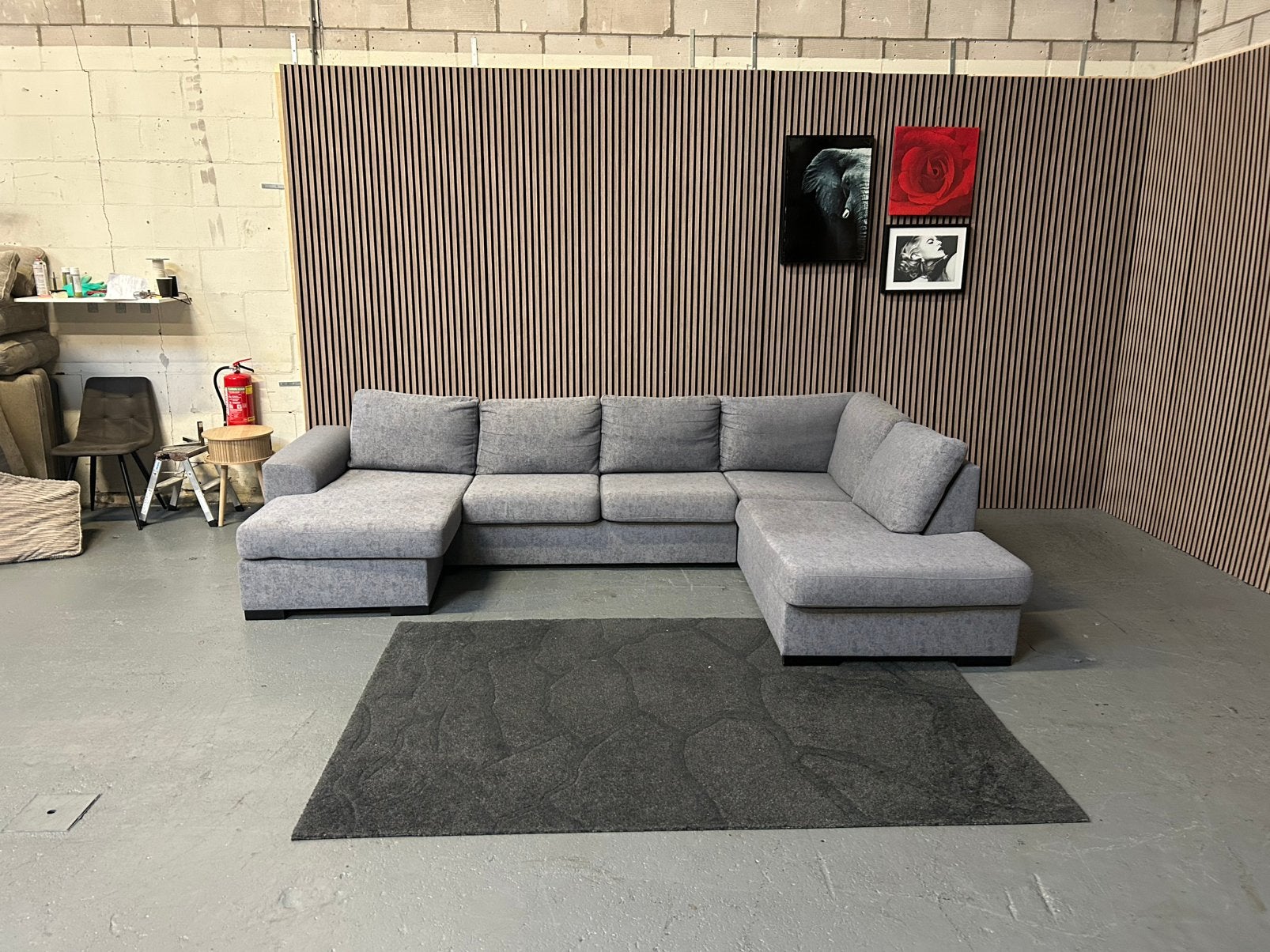 GRATIS LEVERING Haco U-Bank Grijs 330X216 GEREINIGD, Hoekbank, 300 cm of meer, Ophalen of Verzenden, Vierpersoons of meer