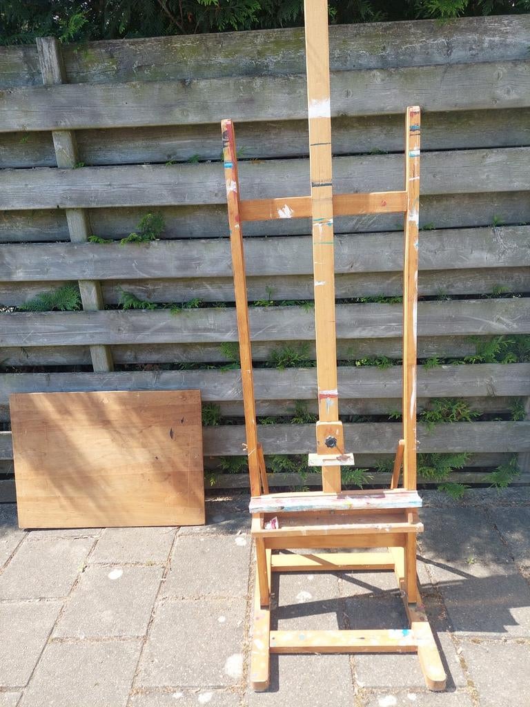 Schildersezel met extra plank - Ideaal voor kunstenaars, Hobby en Vrije tijd, Schilderen, Ophalen, Gebruikt, Ezel