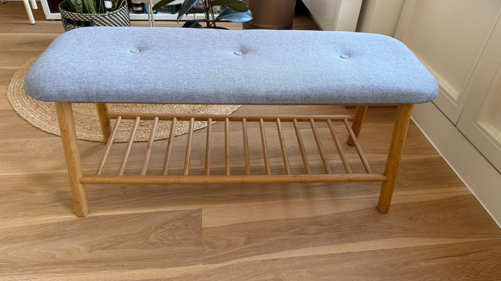 Bamboo Bench with Shoe Rack, Ophalen, Minder dan 50 cm, 100 tot 125 cm, Zo goed als nieuw