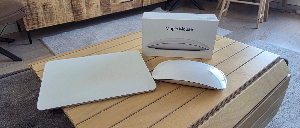 Apple Magic Mouse & Trackpad (USB-C) + MacBook Oplader Set, Computers en Software, Muizen, Ophalen, Overige typen, Zo goed als nieuw