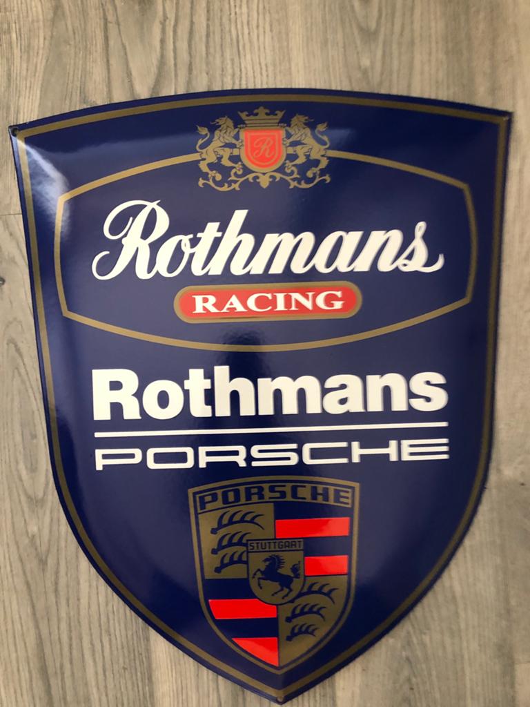 Emaille Porsche Rothmans Racing bord als nieuw., Ophalen of Verzenden, Zo goed als nieuw, Reclamebord