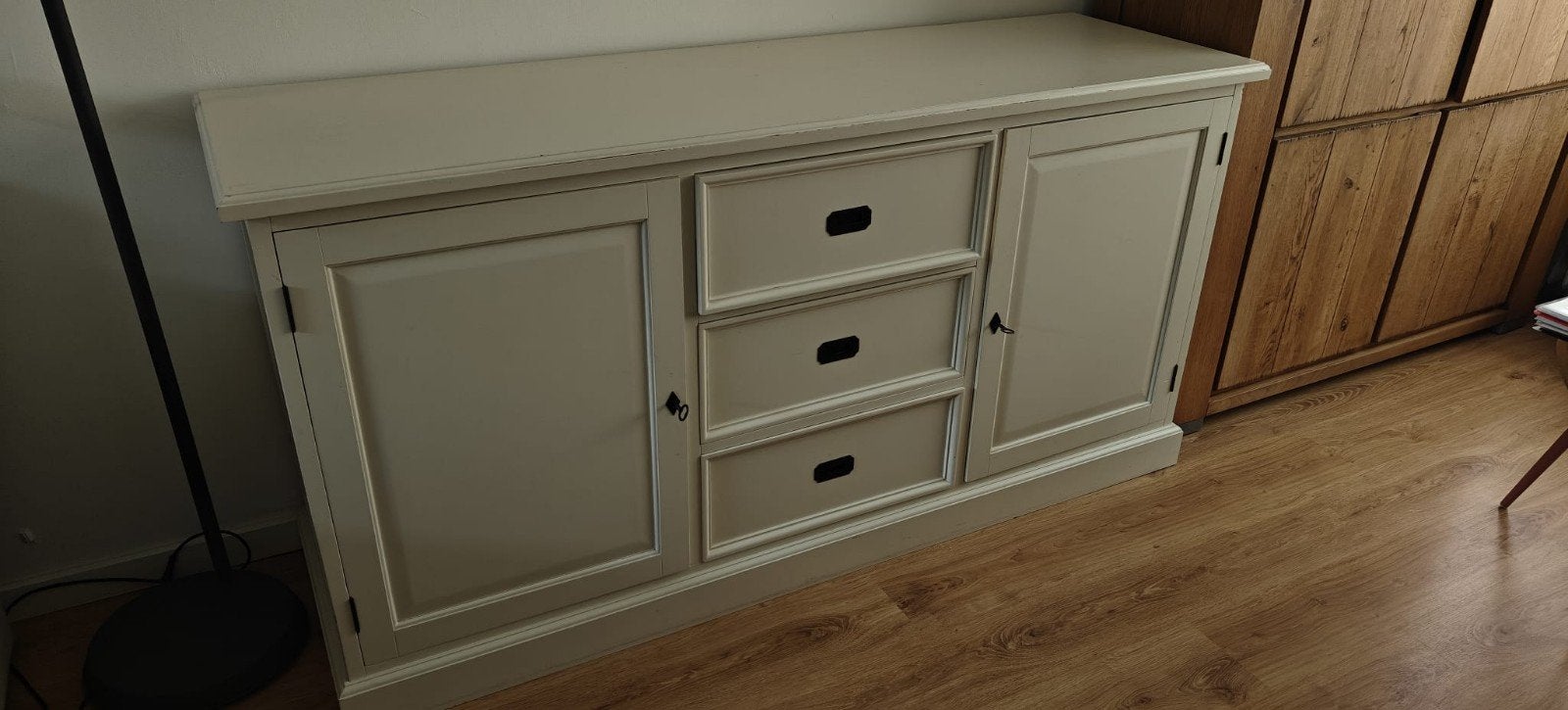 Landelijk crème wit  Dressoir, Huis en Inrichting, Kasten | Dressoirs, Ophalen, Gebruikt, 150 tot 200 cm, Met deur(en)