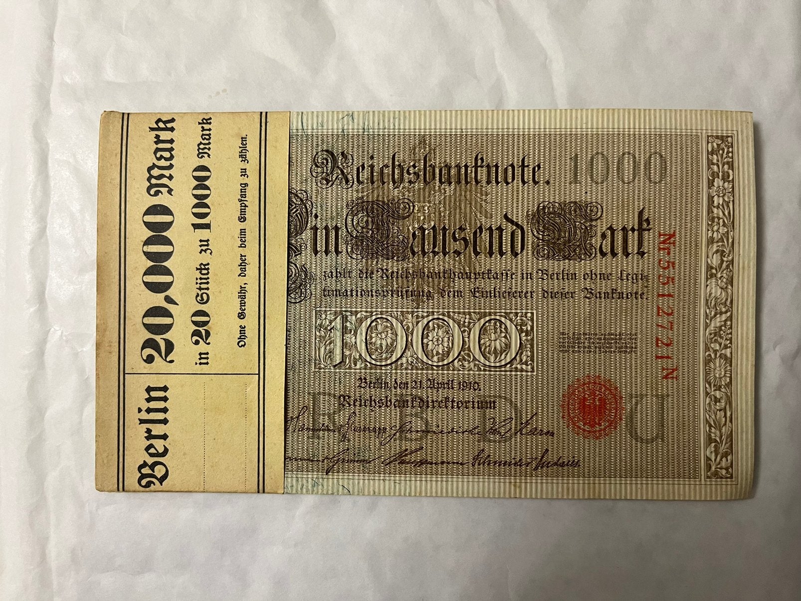1000 Duitse mark 1910 bundel Reichsbanknote, Ophalen of Verzenden, Duitsland