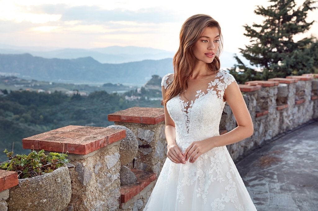 Bruidsjapon Eddy K Bridal EK1266 - Ivory skin, Trouwjurk, Wit, Ophalen of Verzenden, Zo goed als nieuw