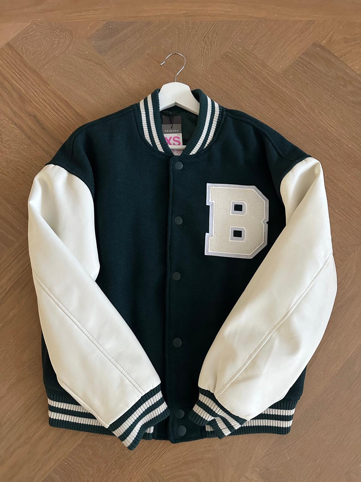 Baseball jack donker groen wit, Ophalen of Verzenden, Nieuw, Maat 34 (XS) of kleiner, Groen